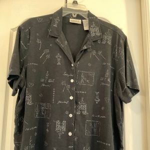 Women’s XL black button down shirt sleeve  shirt
